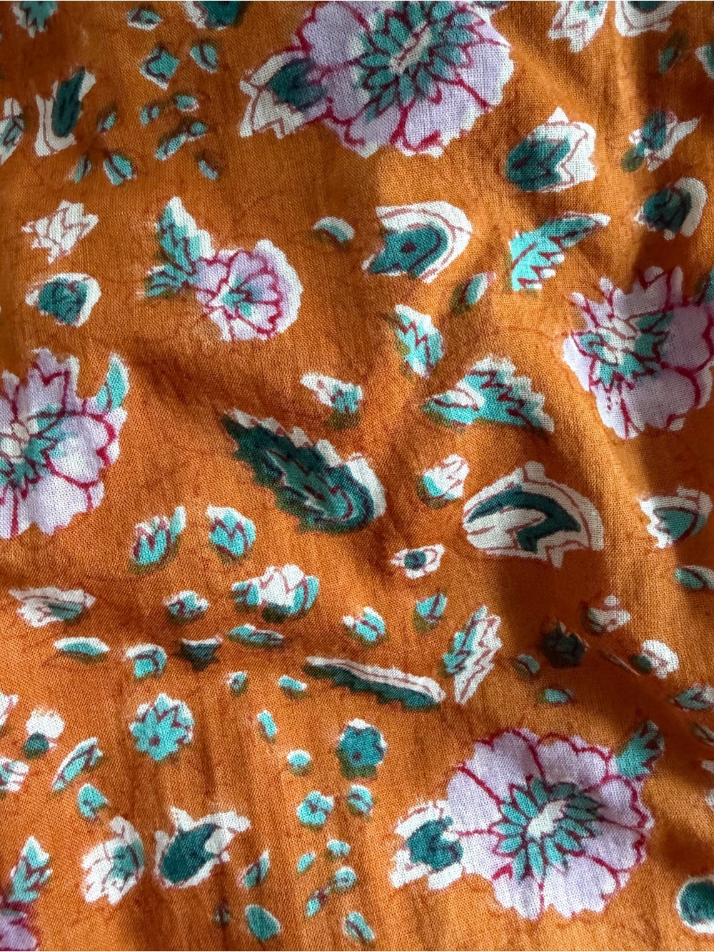 Cleobella Orange Floral Maxi Dress with Teal & White Blossoms